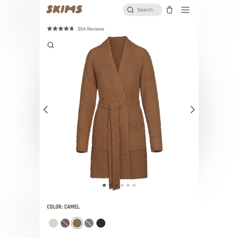 SKIMS Cozy Short Knit Robe in Camel